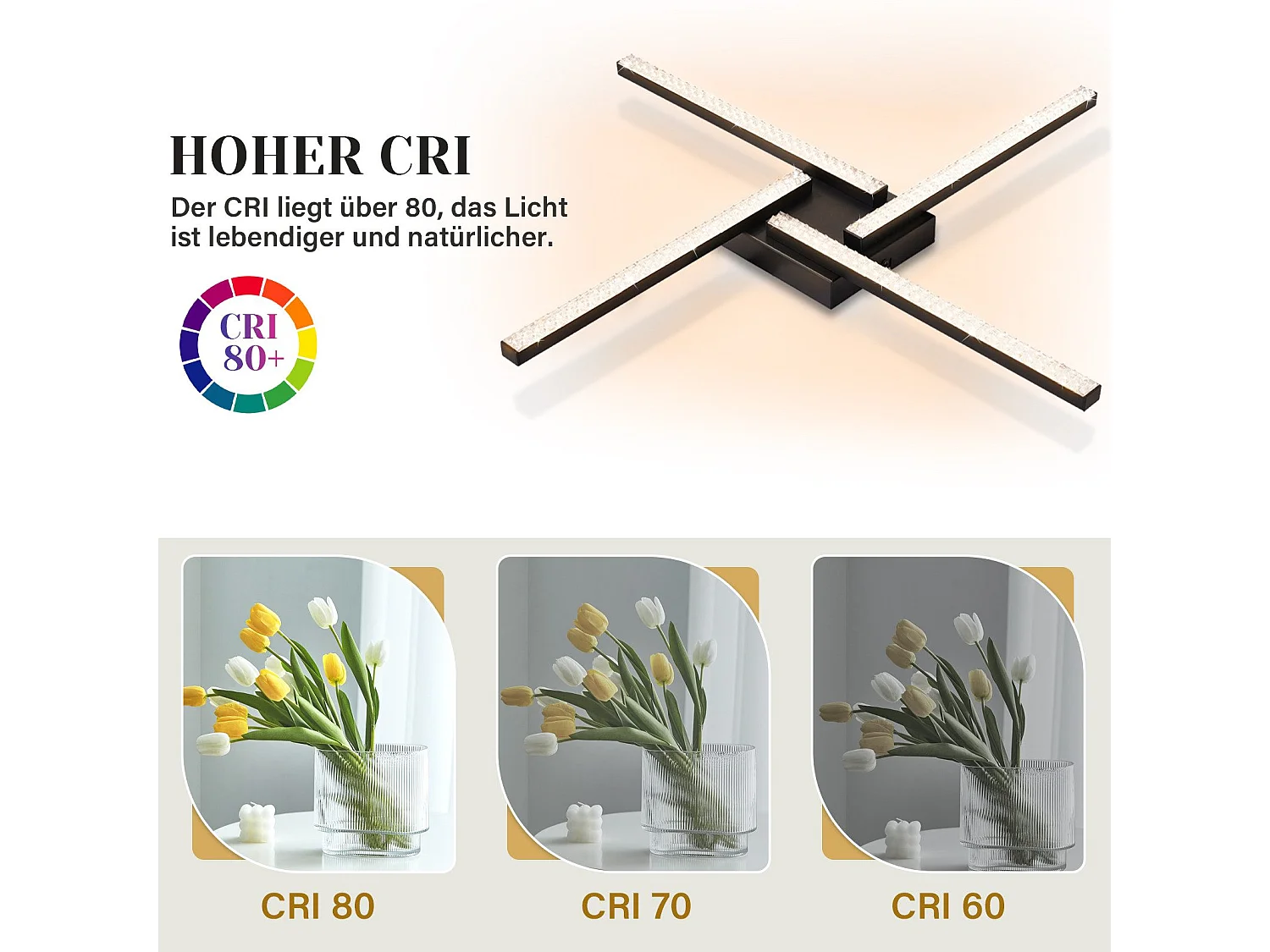 NETTLIFE Lampa sufitowa LED do salonu Czarna lampa sufitowa 20W Nowoczesny kryształowy metal 3000K