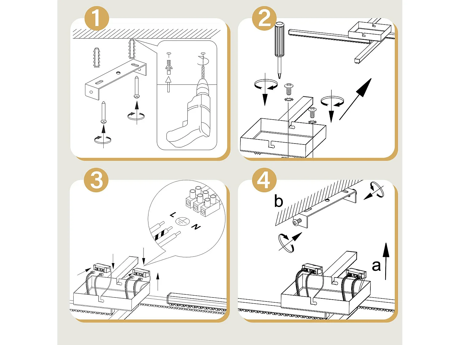 NETTLIFE Plafonnier LED Salon Noir Plafonnier 20W Moderne Cristal Métal 3000K