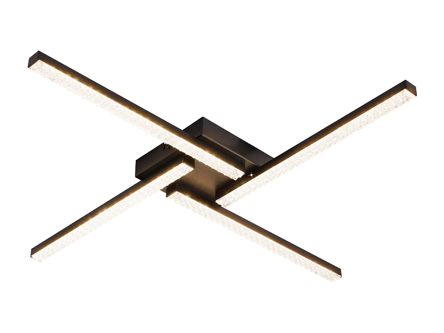 NETTLIFE Plafonnier LED Salon Noir Plafonnier 20W Moderne Cristal Métal 3000K