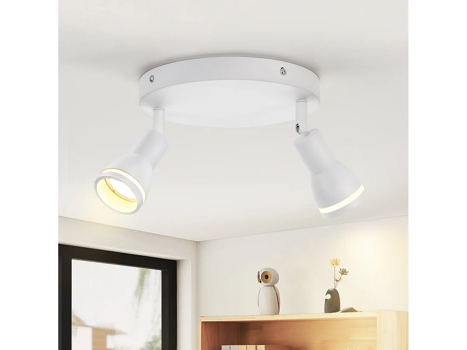 NETTLIFE Opbouwspot GU10 L 20cm wit 2-Lichts Moderne Plafondlamp 355° draaibaar Plafondspot creatief ontwerp Lampkap voor Slaafkamer | Kantoor | Woonkamer Max.25W
