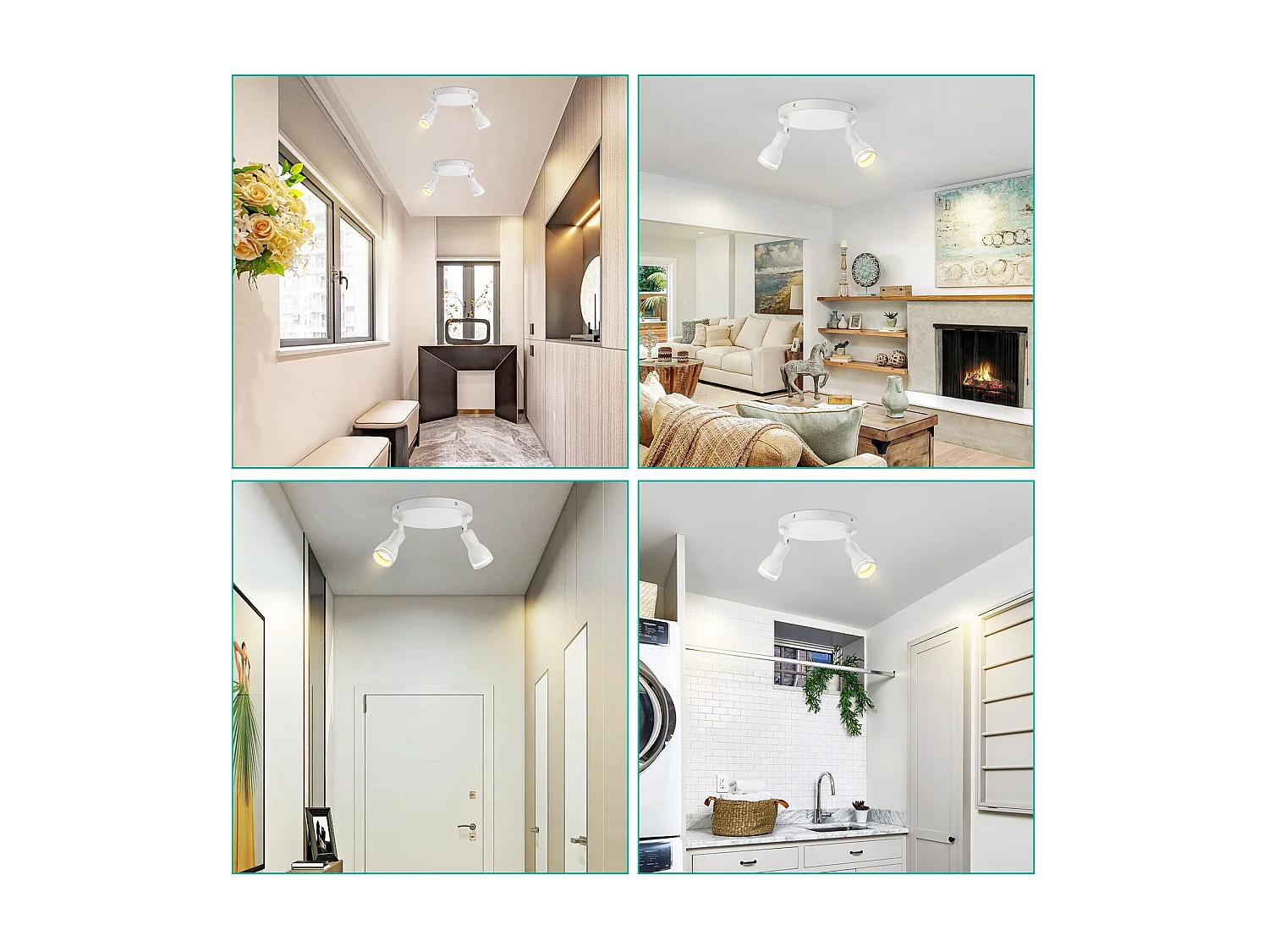 NETTLIFE spot de plafond LED 2 ampoules blanc salon plafonnier spot orientable GU10 spot lampe moderne