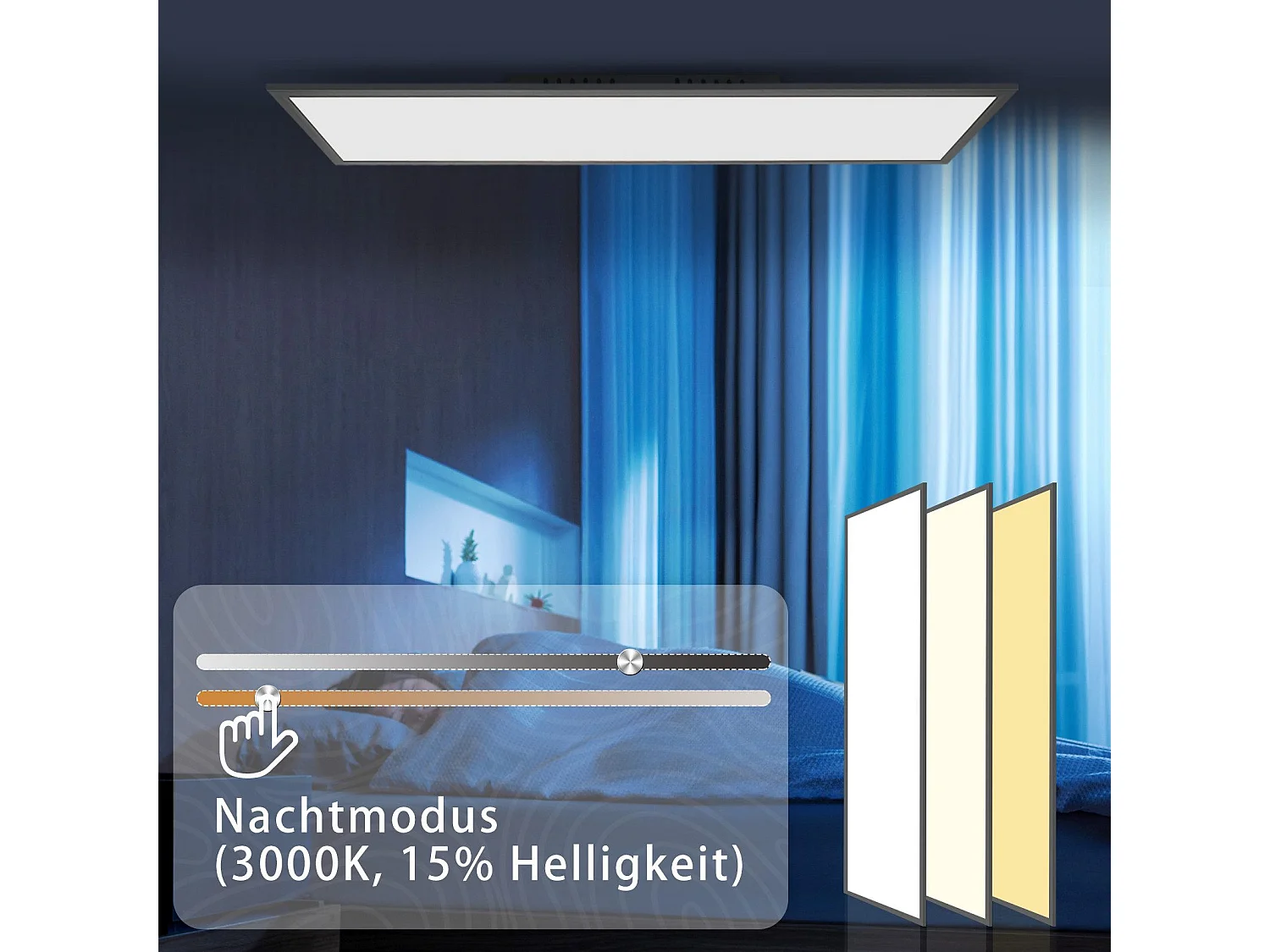 NETTLIFE Plafonnier LED 120 x 30 – Panneau de plafond à intensité variable, lampe longue lumière du jour, bureau plat avec télécommande, 40 W