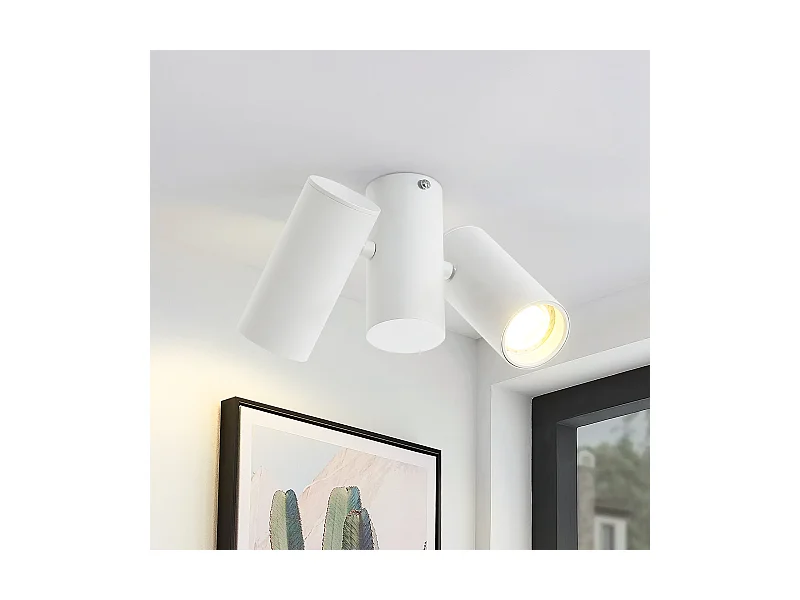 NETTLIFE Plafón con 2 focos de techo blanco - GU10 metálico moderno giratorio 180° para interior, máximo 25W, para salón, pasillo, habitación, cocina (sin bombilla)