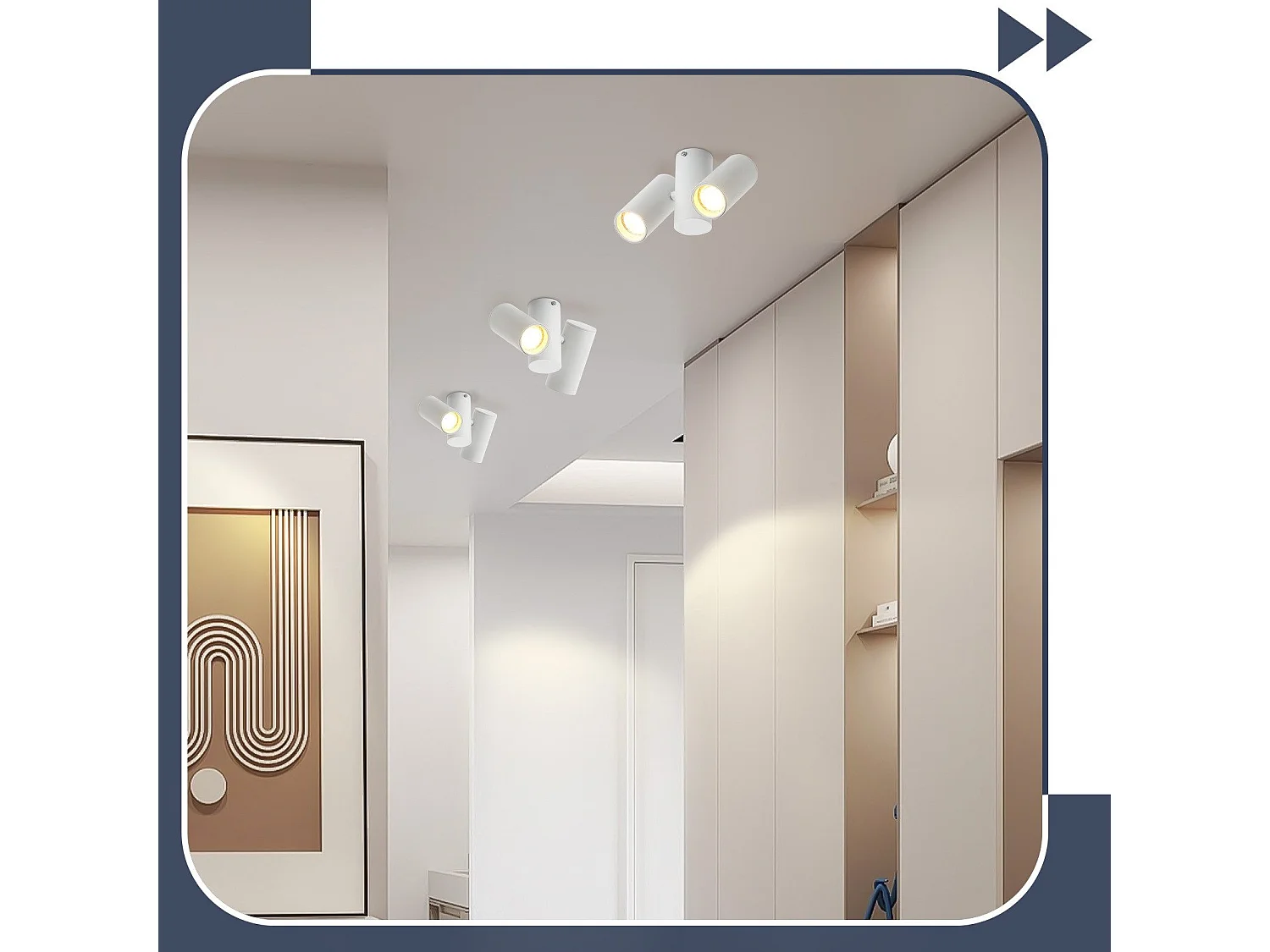 NETTLIFE Plafonnier 2 Spots de Plafond Blanc - GU10 Métal Moderne Pivotant 180°Intérieur MAX.25W pour Salon Couloir Chambre Cuisine (sans Ampoule)