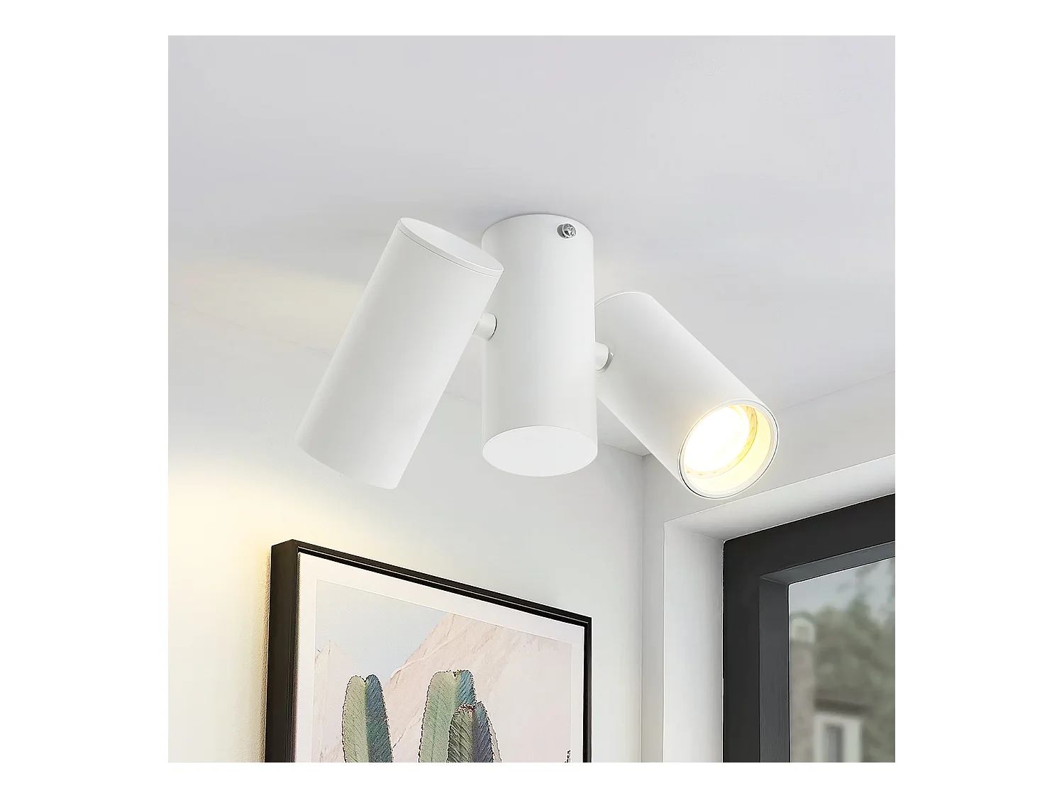 NETTLIFE Plafonnier 2 Spots de Plafond Blanc - GU10 Métal Moderne Pivotant 180°Intérieur MAX.25W pour Salon Couloir Chambre Cuisine (sans Ampoule)