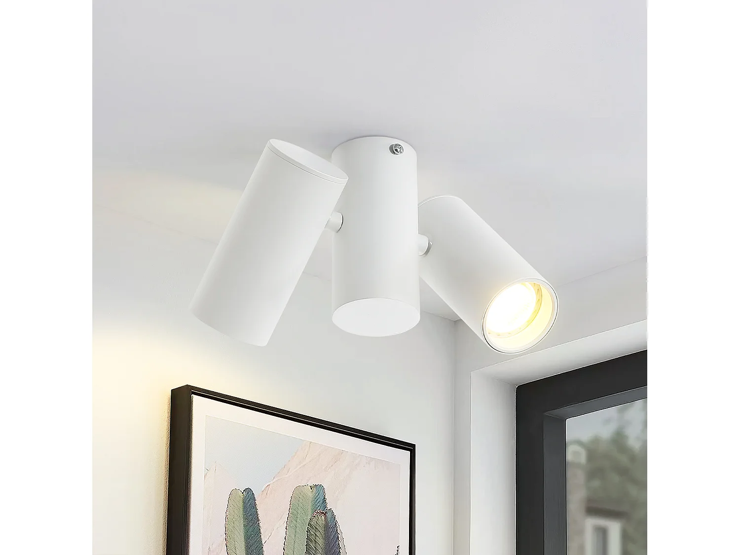 NETTLIFE Plafonnier 2 Spots de Plafond Blanc - GU10 Métal Moderne Pivotant 180°Intérieur MAX.25W pour Salon Couloir Chambre Cuisine (sans Ampoule)