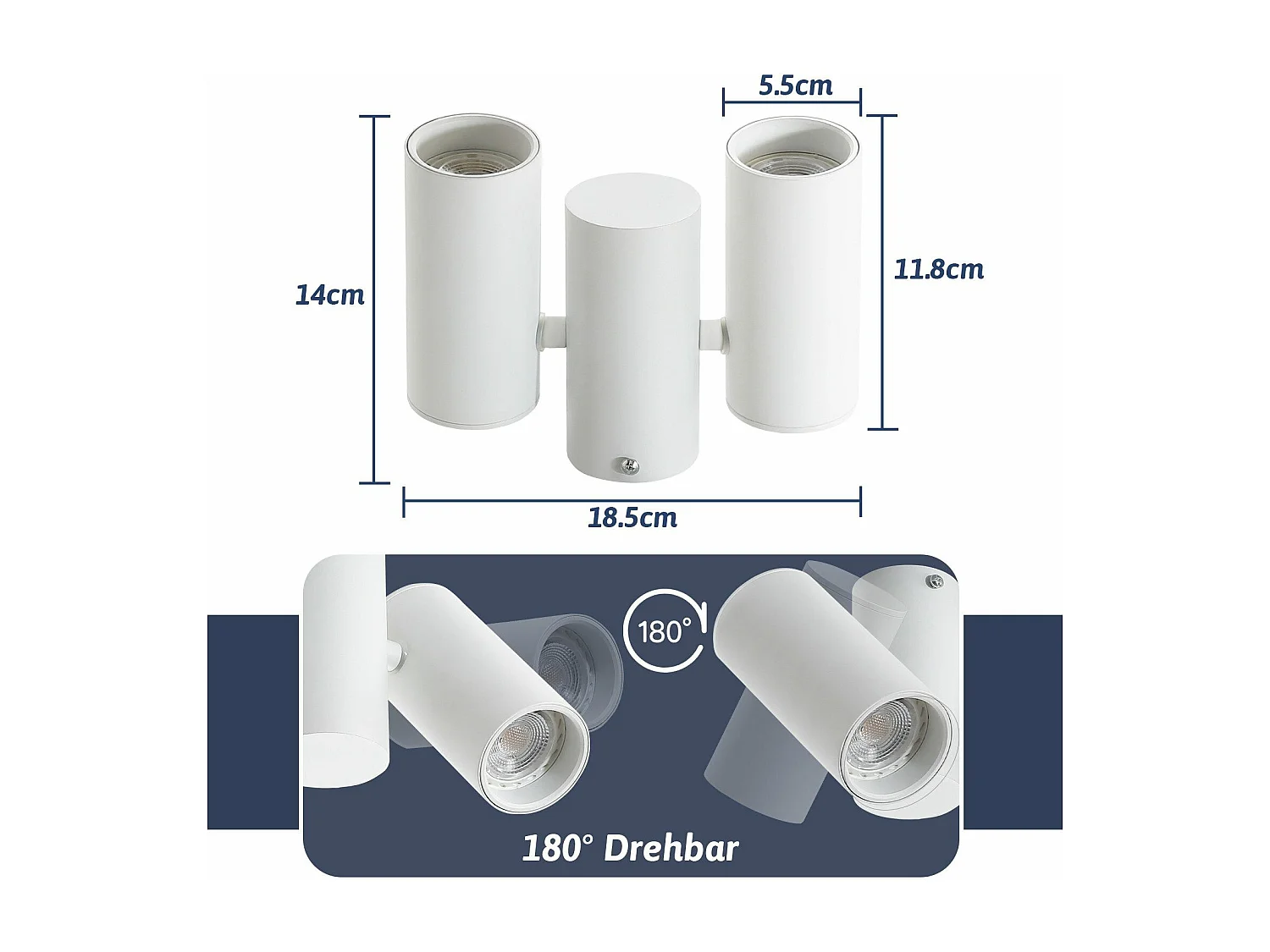 NETTLIFE Plafonnier 2 Spots de Plafond Blanc - GU10 Métal Moderne Pivotant 180°Intérieur MAX.25W pour Salon Couloir Chambre Cuisine (sans Ampoule)