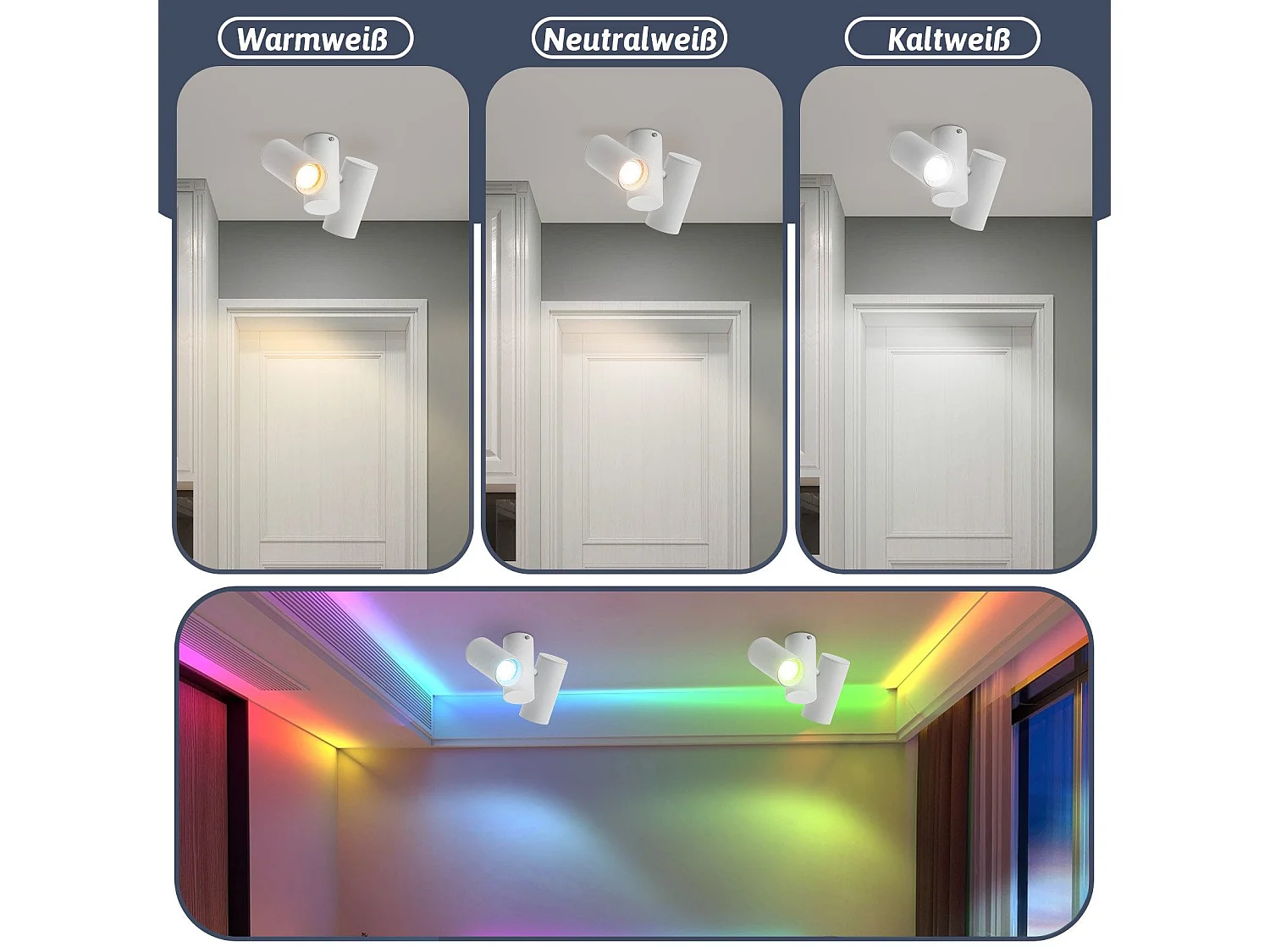 NETTLIFE Plafonnier 2 Spots de Plafond Blanc - GU10 Métal Moderne Pivotant 180°Intérieur MAX.25W pour Salon Couloir Chambre Cuisine (sans Ampoule)