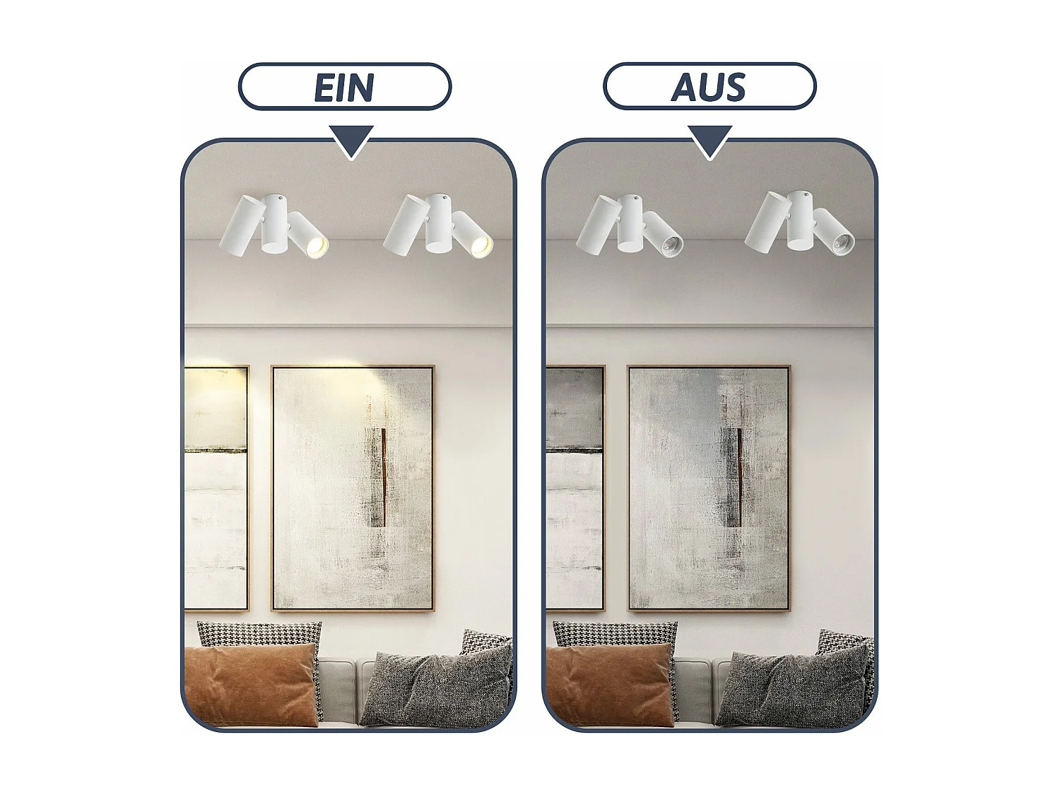 NETTLIFE Plafonnier 2 Spots de Plafond Blanc - GU10 Métal Moderne Pivotant 180°Intérieur MAX.25W pour Salon Couloir Chambre Cuisine (sans Ampoule)