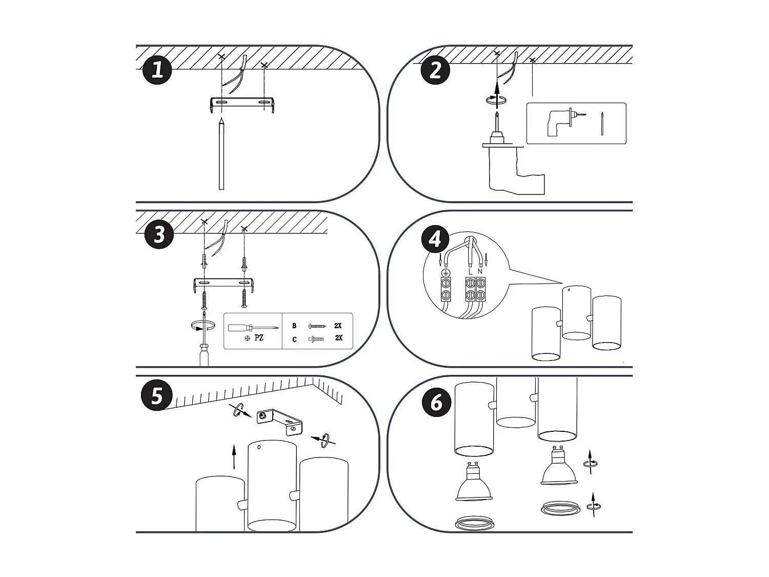 NETTLIFE Plafonnier 2 Spots de Plafond Blanc - GU10 Métal Moderne Pivotant 180°Intérieur MAX.25W pour Salon Couloir Chambre Cuisine (sans Ampoule)