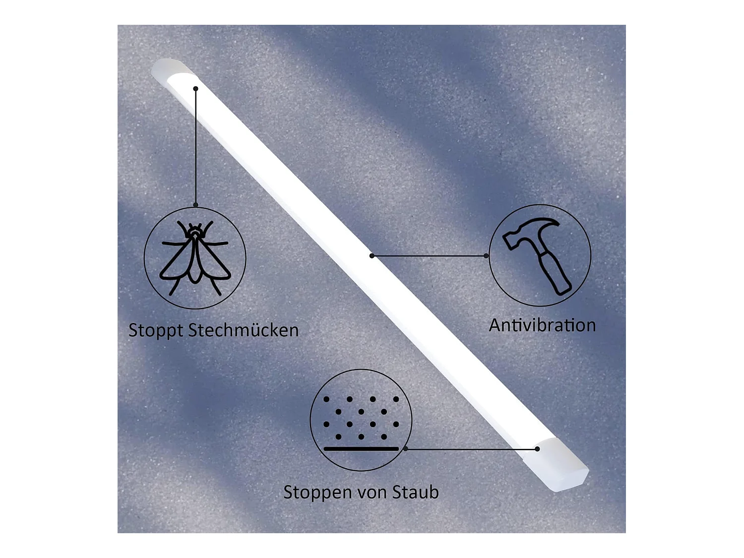 NETTLIFE Plafondlamp LED Vochtbestendige lamp 120 cm IP44 Plafondverlichting Lang Werklamp 1xLED TL 36 W Neutraal wit Licht 4000 K