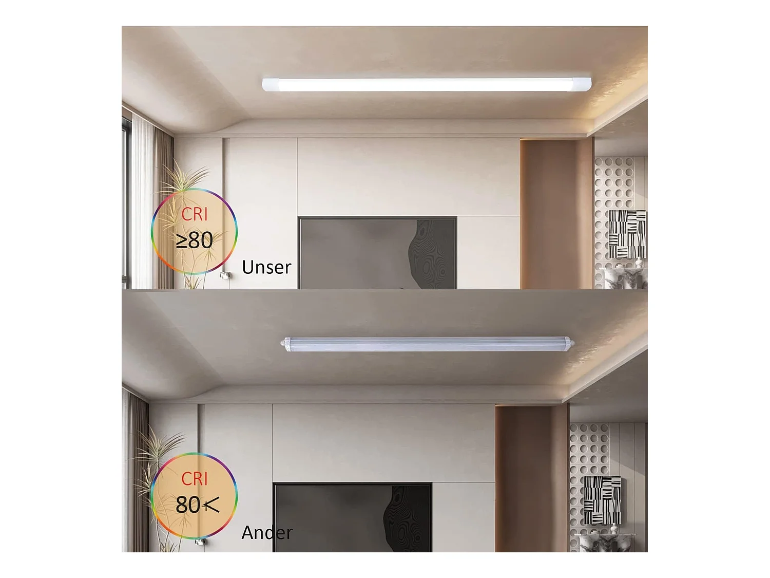 NETTLIFE Plafondlamp LED Vochtbestendige lamp 120 cm IP44 Plafondverlichting Lang Werklamp 1xLED TL 36 W Neutraal wit Licht 4000 K