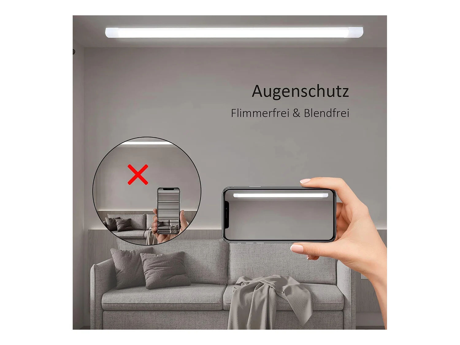 NETTLIFE Plafondlamp LED Vochtbestendige lamp 120 cm IP44 Plafondverlichting Lang Werklamp 1xLED TL 36 W Neutraal wit Licht 4000 K