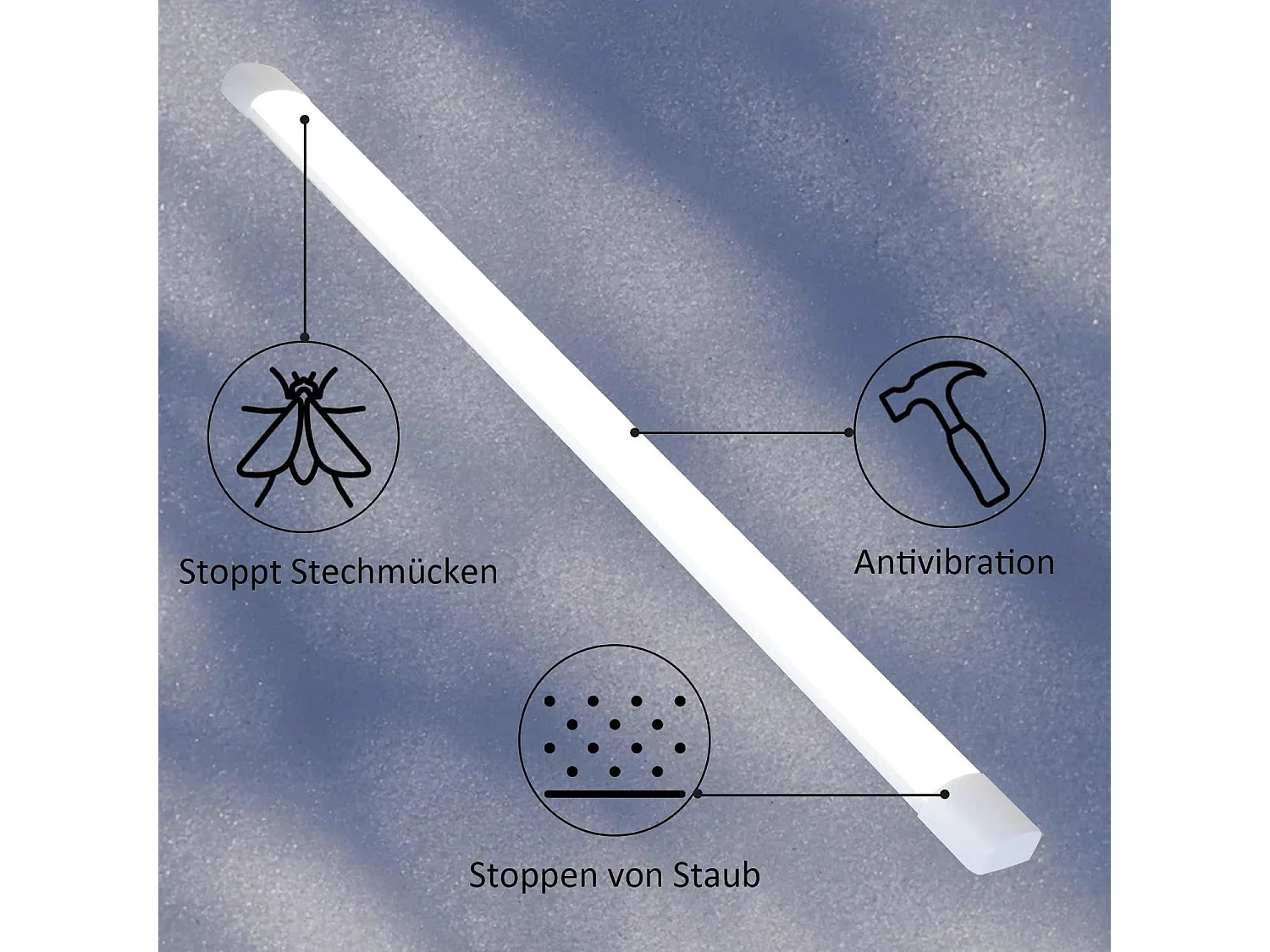 NETTLIFE Plafondlamp LED Vochtbestendige lamp 120 cm IP44 Plafondverlichting Lang Werklamp 1xLED TL 36 W Neutraal wit Licht 4000 K