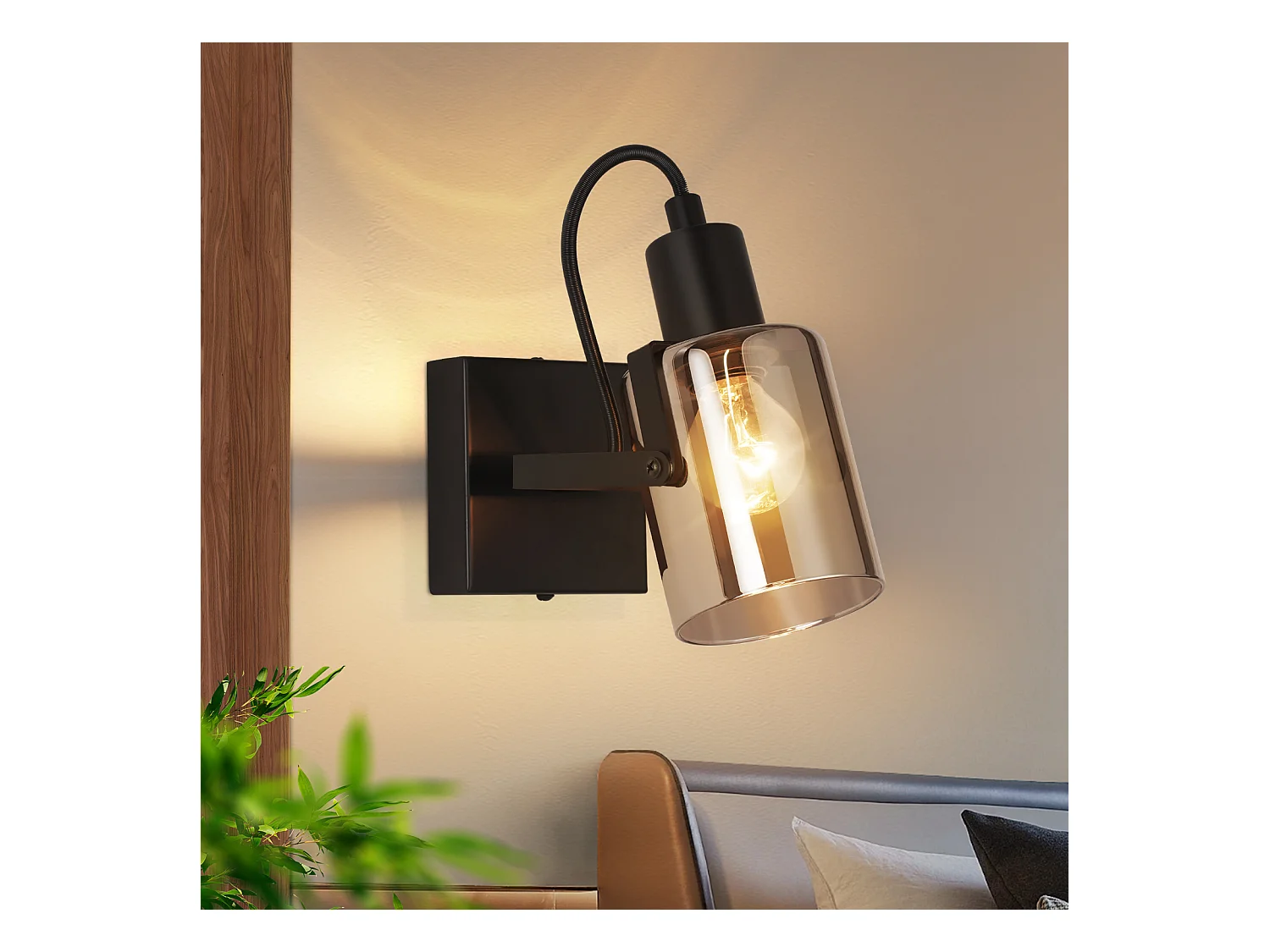 NETTLIFE Opbouwspot E14 Vintage Zwart cilinder Plafondspot Rookgrijs glazen ontwerp Plafondlamp voor slaapkamer hal keuken woonkamer Zonder lichtbron 9.5cm