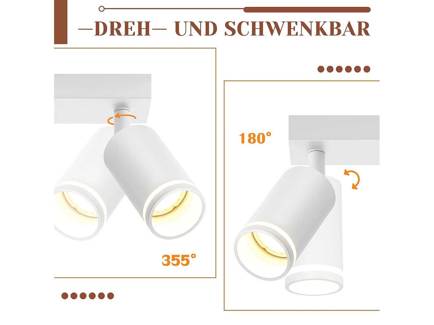 Weißer Deckenstrahler 4 Glühbirnen Moderner Spot Gu10 Verstellbarer Innenstrahler aus Metall