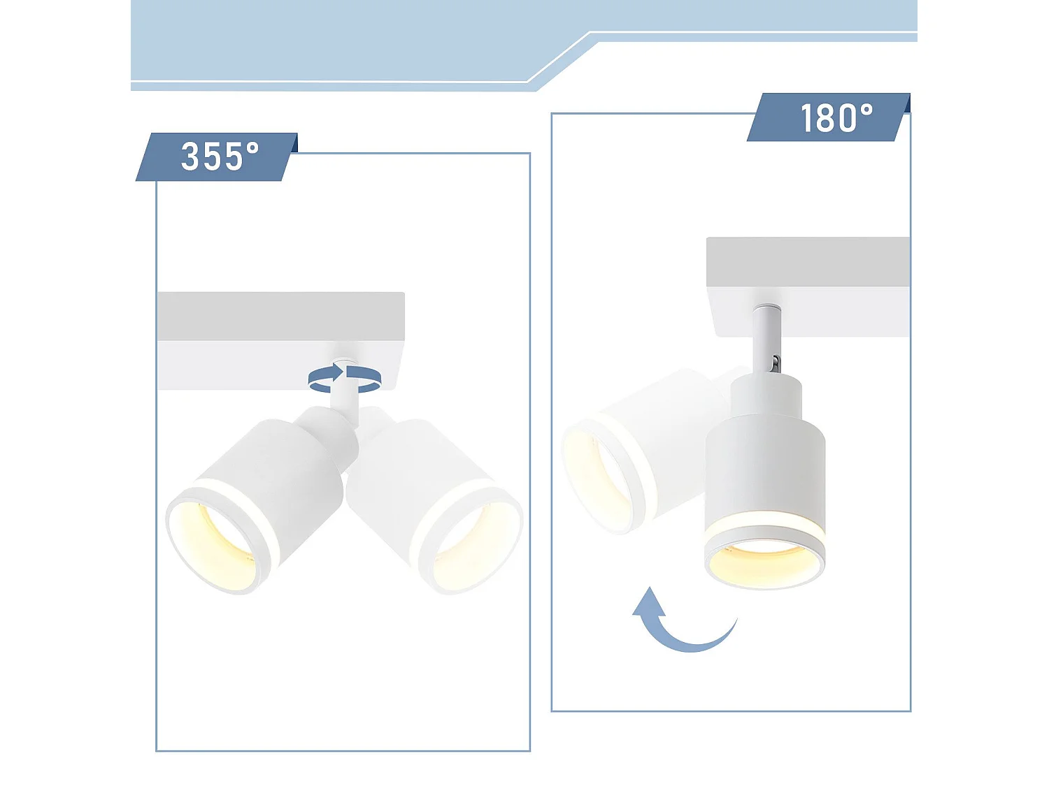 NETTLIFE Plafonnier Blanc moderne : 5 spots de plafond orientables en métal, plafonnier GU10, pour chambre, salle à manger, sans ampoule