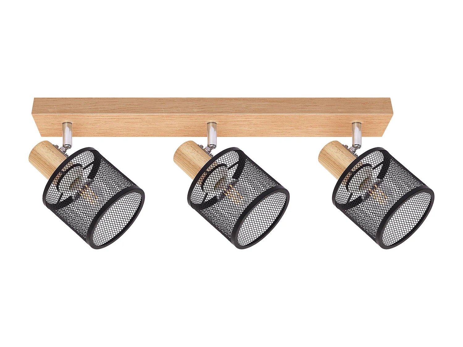 NETTLIFE Plafonnier 3 Spots noir aspect  bois - plafonnier E14 orientable 350° 4 ampoules max 25w moderne pour salon chambre cuisine.