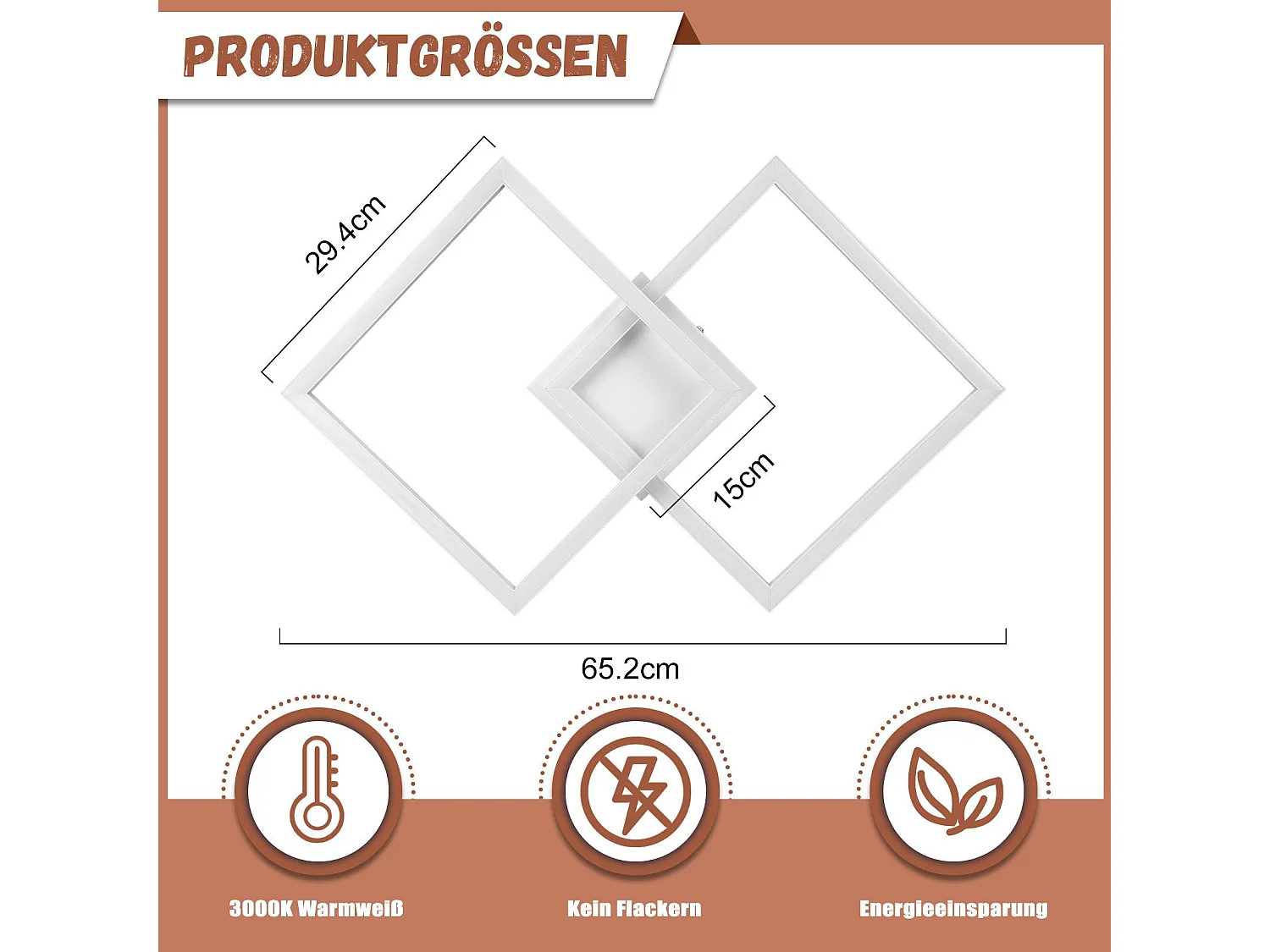 NETTLIFE Nowoczesna biała lampa sufitowa LED 24W 3000K