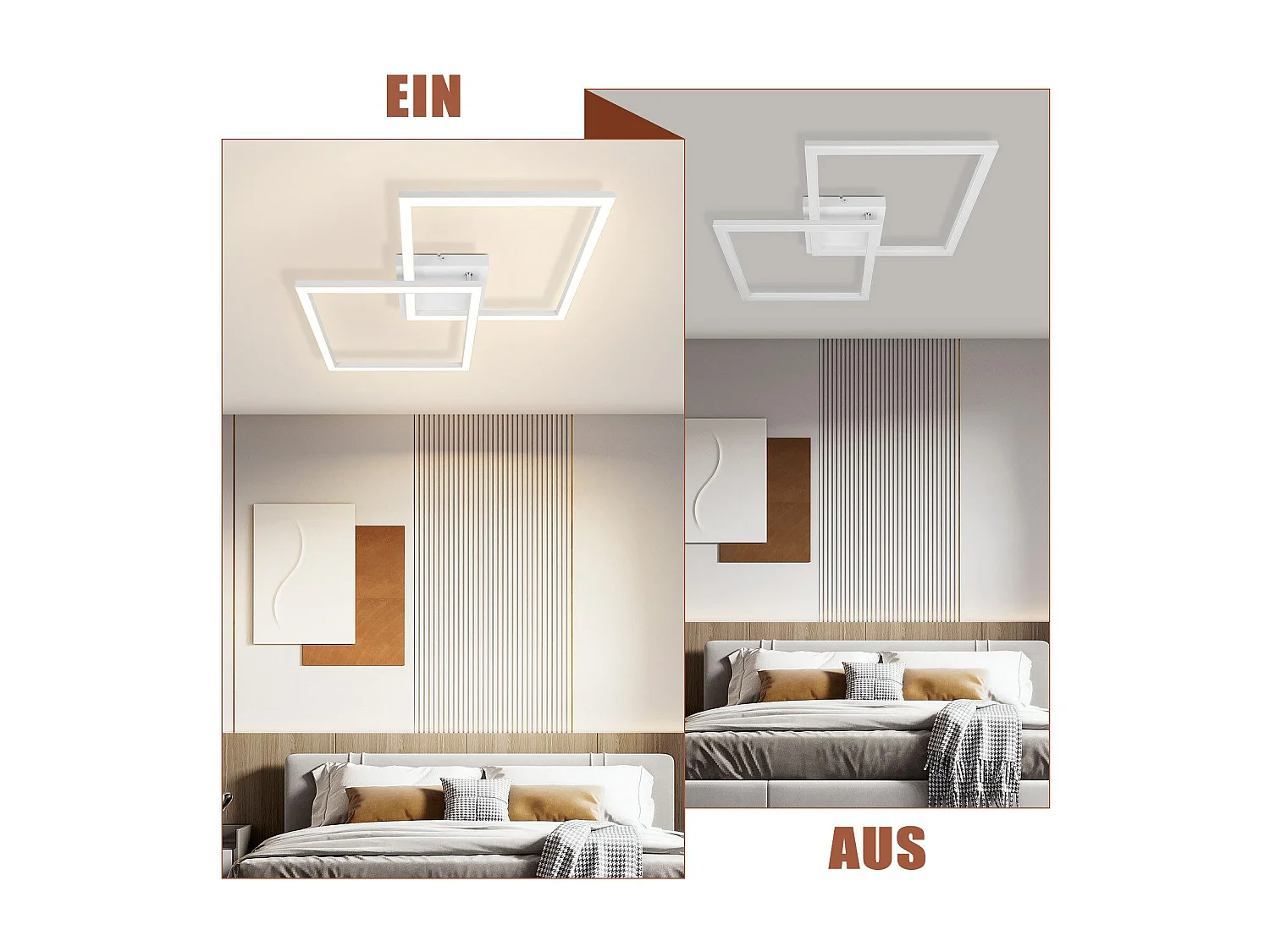 NETTLIFE Plafonnier LED blanc moderne 24W 3000K