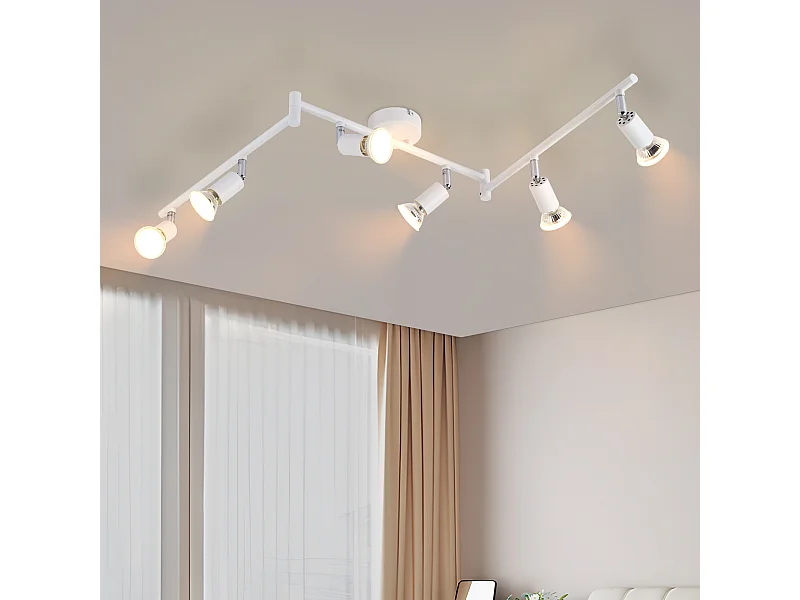 NETTLIFE Plafonnier LED 6 spots GU10 - Spot de Plafond Lampe de Plafond Moderne Intérieur Blanc pour Salon Salle de Bain Cuisine Bureau