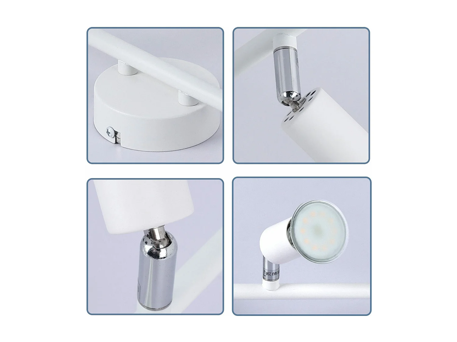 NETTLIFE Plafonnier LED 6 spots GU10 - Spot de Plafond Lampe de Plafond Moderne Intérieur Blanc pour Salon Salle de Bain Cuisine Bureau