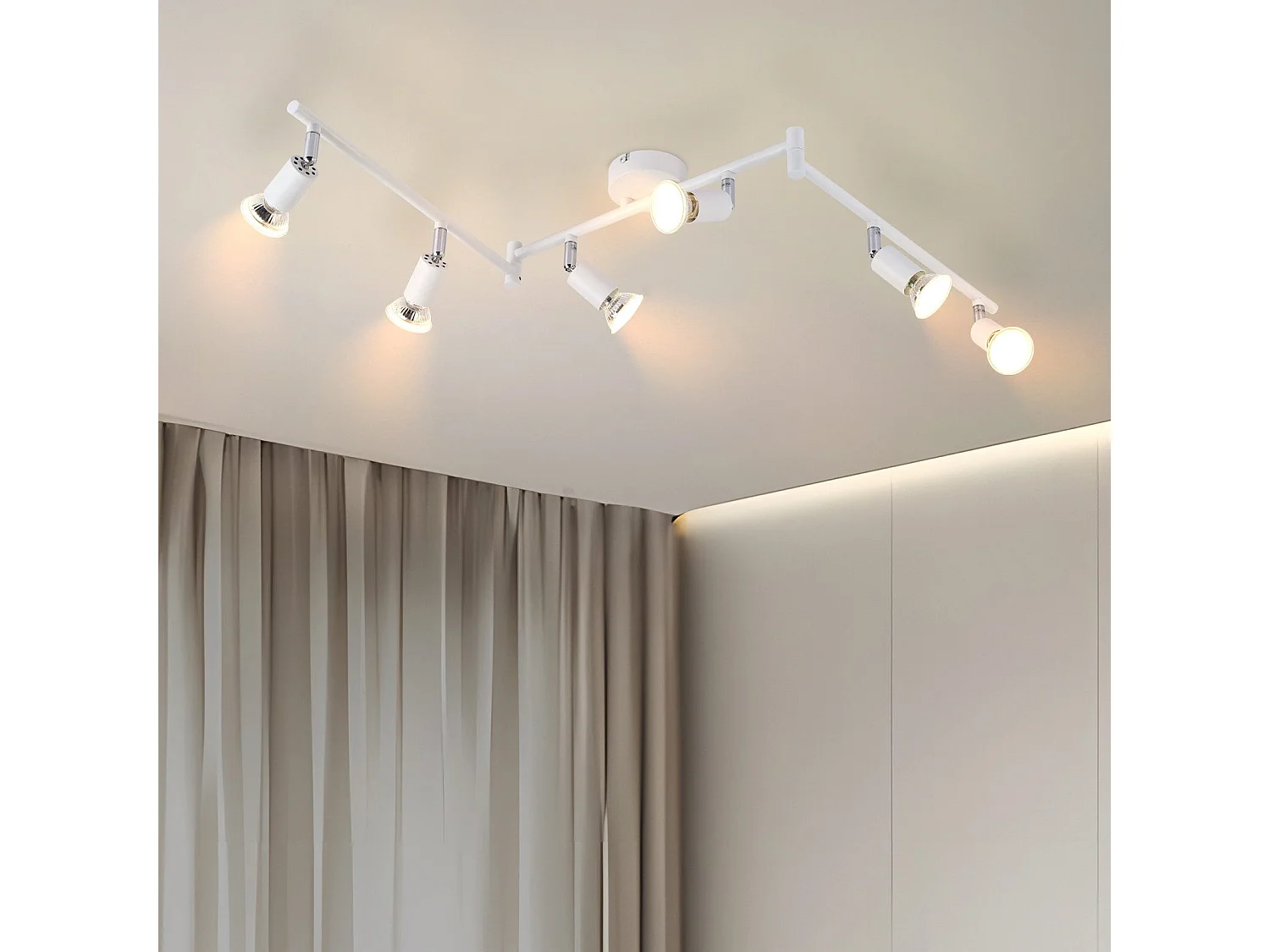 NETTLIFE Plafonnier LED 6 spots GU10 - Spot de Plafond Lampe de Plafond Moderne Intérieur Blanc pour Salon Salle de Bain Cuisine Bureau