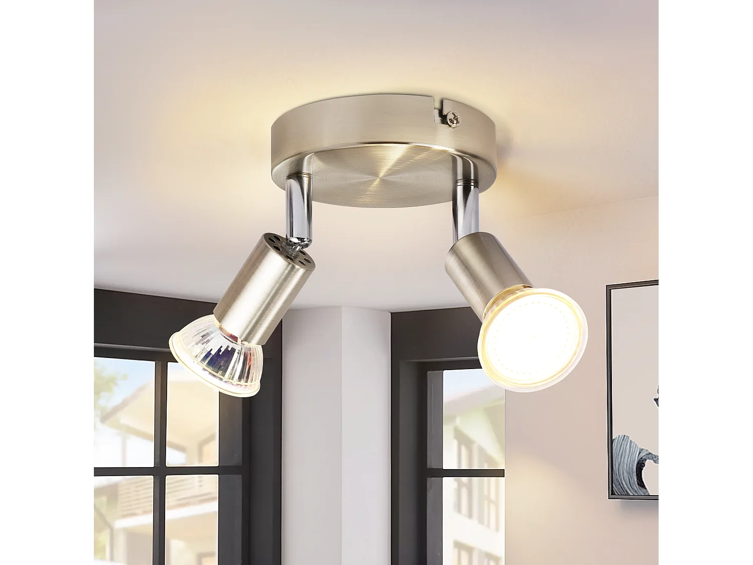 NETTLIFE LED Plafondlamp GU10 - 2 Moderne Ronde Plafondspots 350° Plafondspots voor Keuken Hal Slaapkamer Woonkamer - Zonder Lamp Chroom