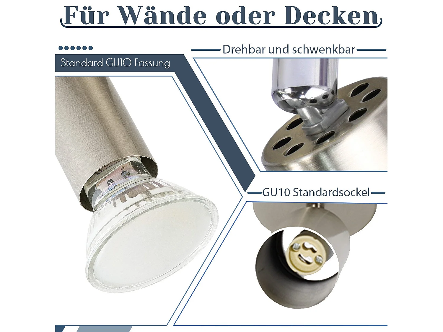 NETTLIFE LED Plafondlamp GU10 - 2 Moderne Ronde Plafondspots 350° Plafondspots voor Keuken Hal Slaapkamer Woonkamer - Zonder Lamp Chroom