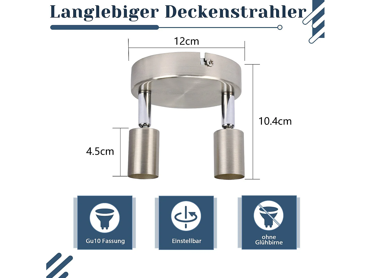 NETTLIFE LED Plafondlamp GU10 - 2 Moderne Ronde Plafondspots 350° Plafondspots voor Keuken Hal Slaapkamer Woonkamer - Zonder Lamp Chroom