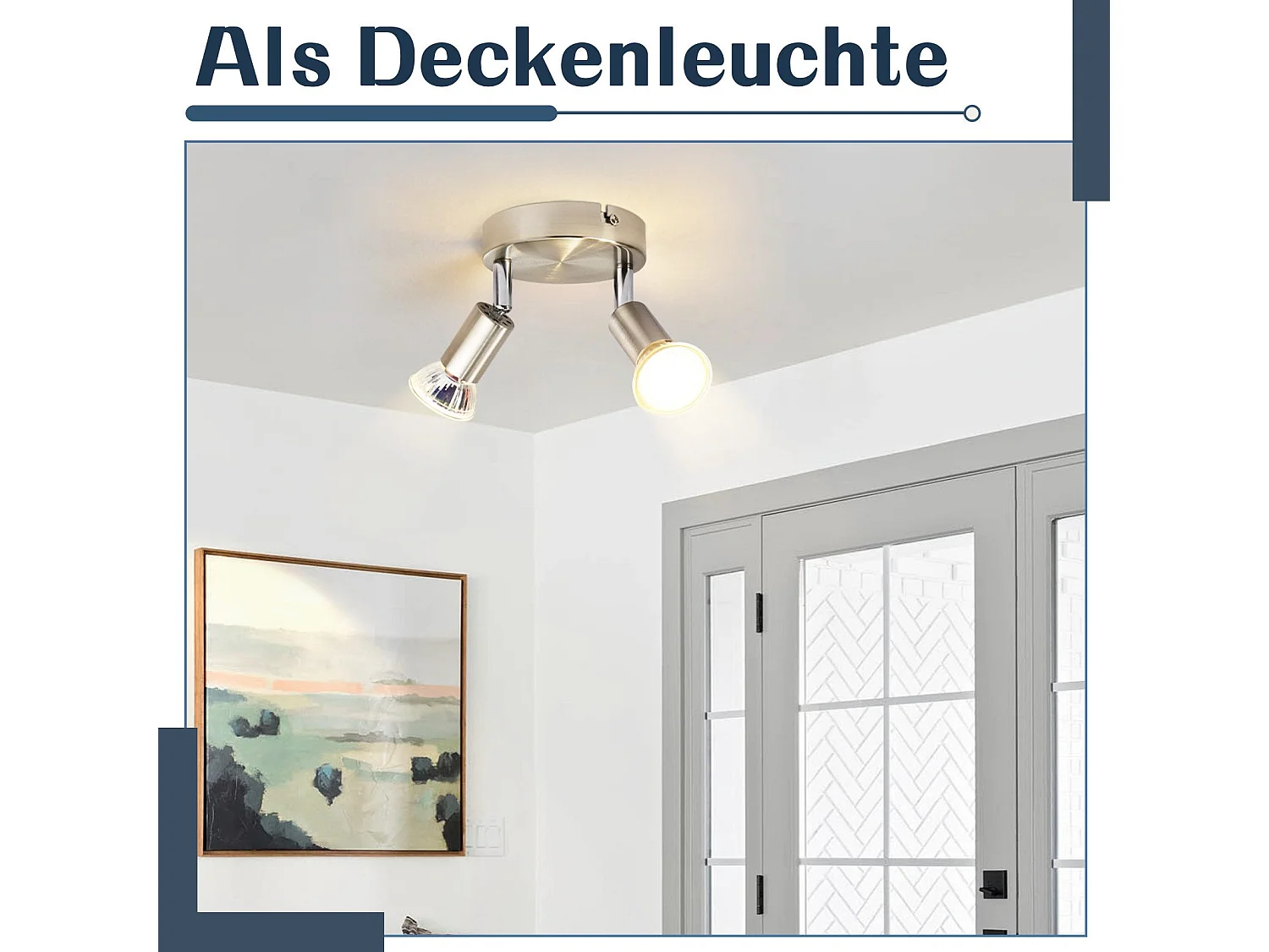 NETTLIFE LED Plafondlamp GU10 - 2 Moderne Ronde Plafondspots 350° Plafondspots voor Keuken Hal Slaapkamer Woonkamer - Zonder Lamp Chroom