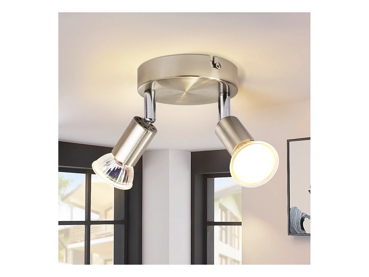 NETTLIFE Plafonnier LED GU10 -2 Spots de Plafond Ronde Moderne Spots de Plafond 350° pour Cuisines Couloir Chambre Salon - sans Ampoule chrome