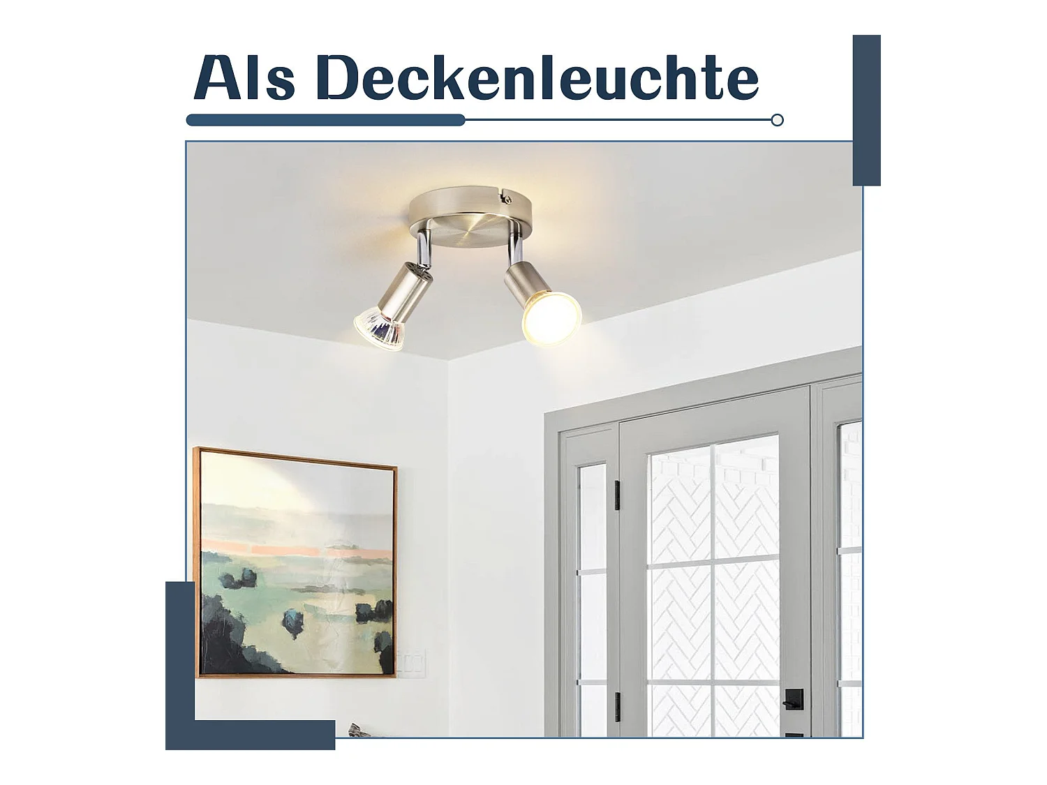 NETTLIFE Plafonnier LED GU10 -2 Spots de Plafond Ronde Moderne Spots de Plafond 350° pour Cuisines Couloir Chambre Salon - sans Ampoule chrome