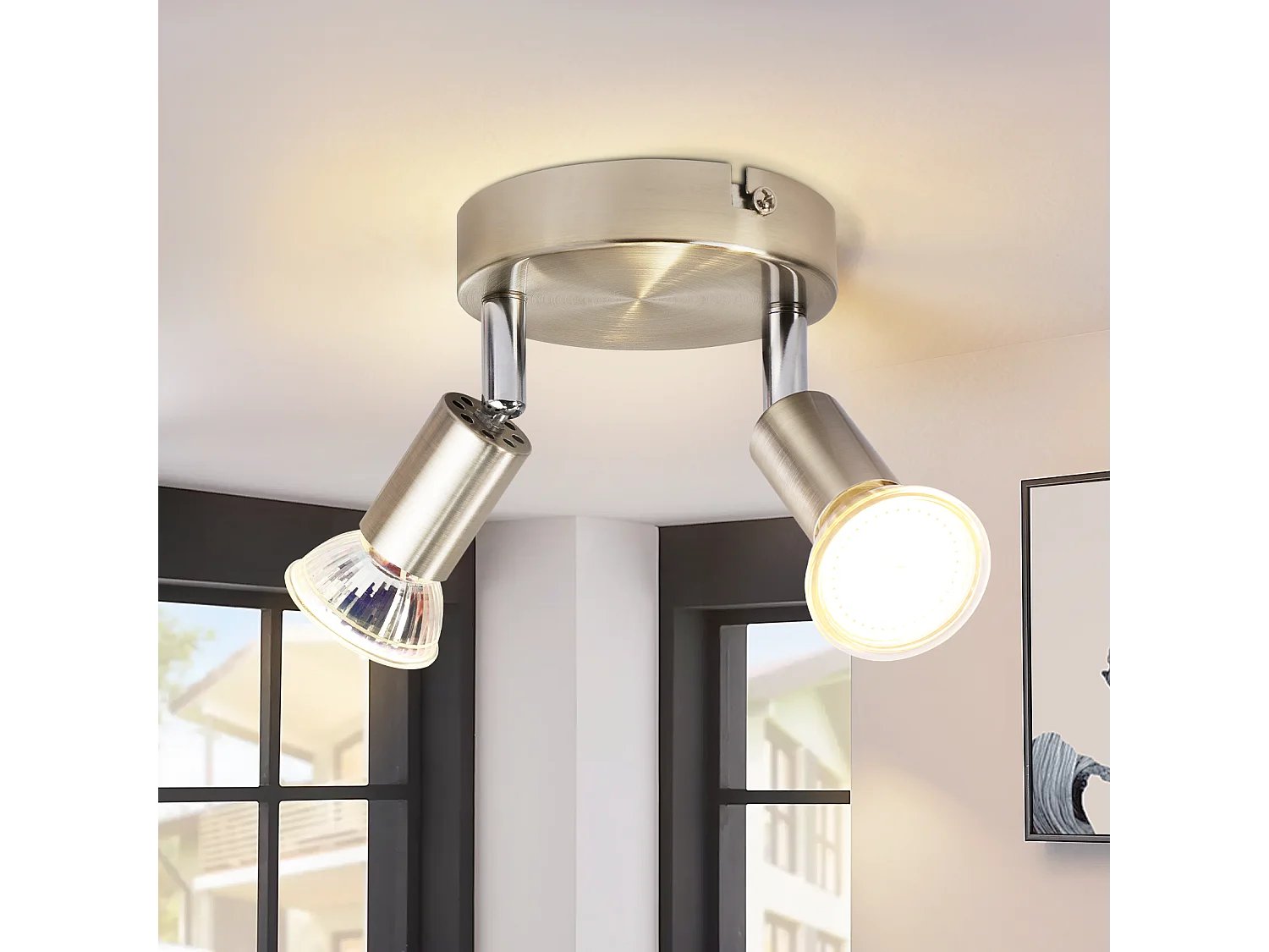 NETTLIFE LED Lampa sufitowa GU10 - 2 nowoczesne okrągłe reflektory sufitowe 350° Reflektory sufitowe do kuchni Korytarz Sypialnia Salon - Bez żarówki Chrom