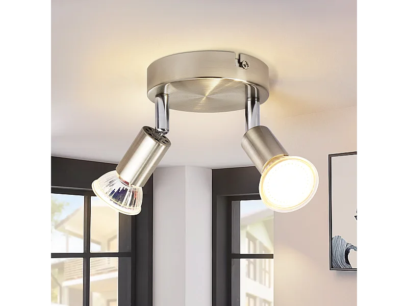 NETTLIFE Plafonnier LED GU10 -2 Spots de Plafond Ronde Moderne Spots de Plafond 350° pour Cuisines Couloir Chambre Salon - sans Ampoule chrome