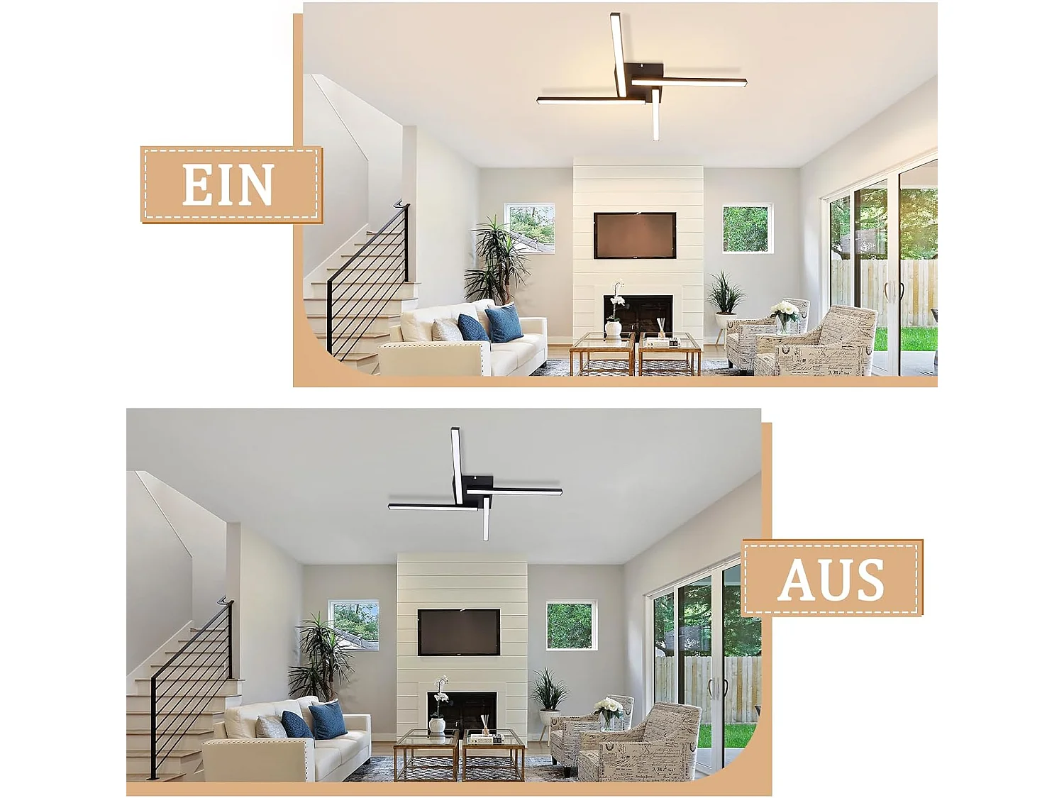 Weiße LED-Deckenleuchte, 24 W, modernes Design, 3000 K, Warmweiß