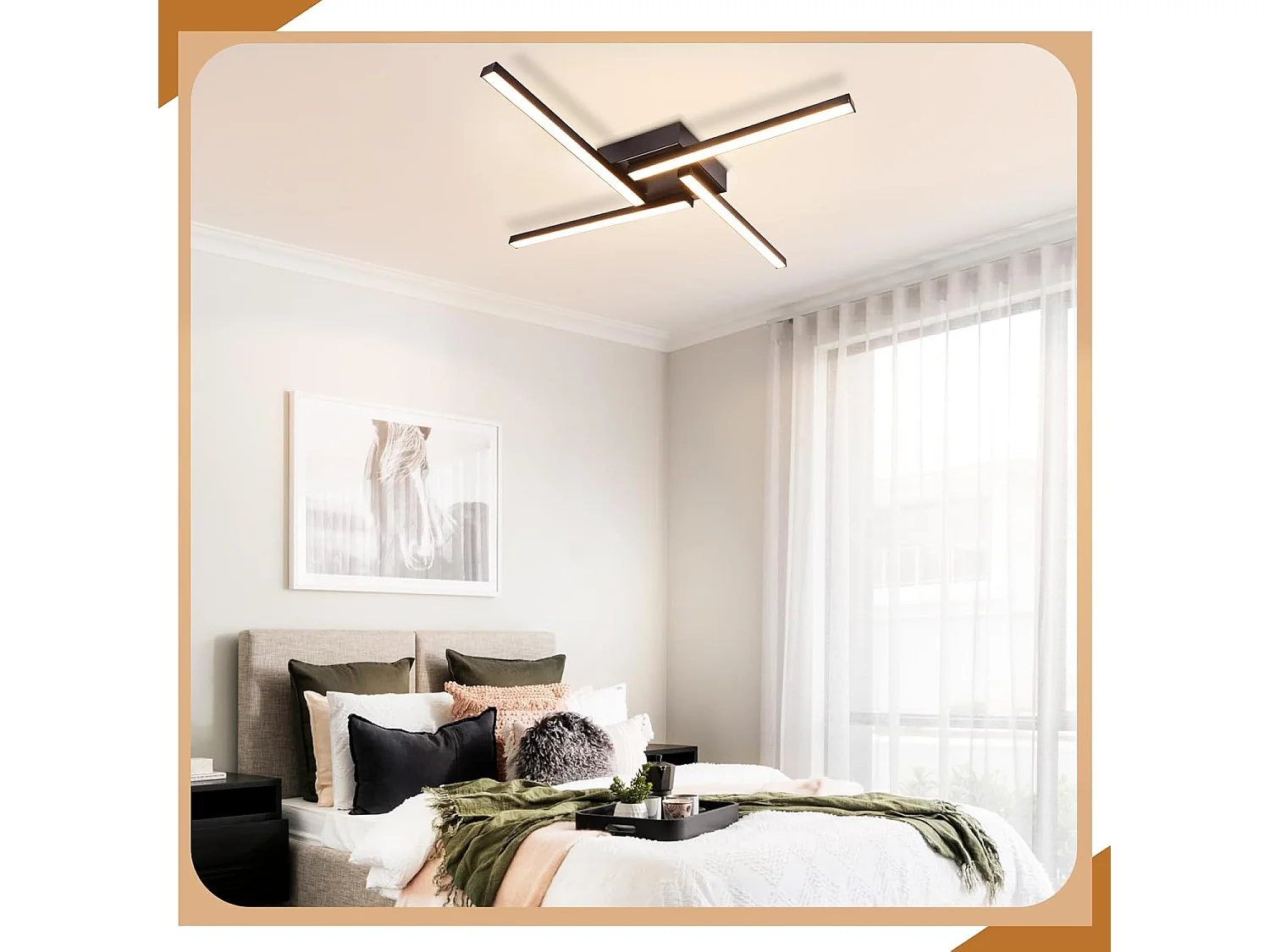 NETTLIFE Plafonnier LED blanc 24W design moderne 3000K blanc chaud