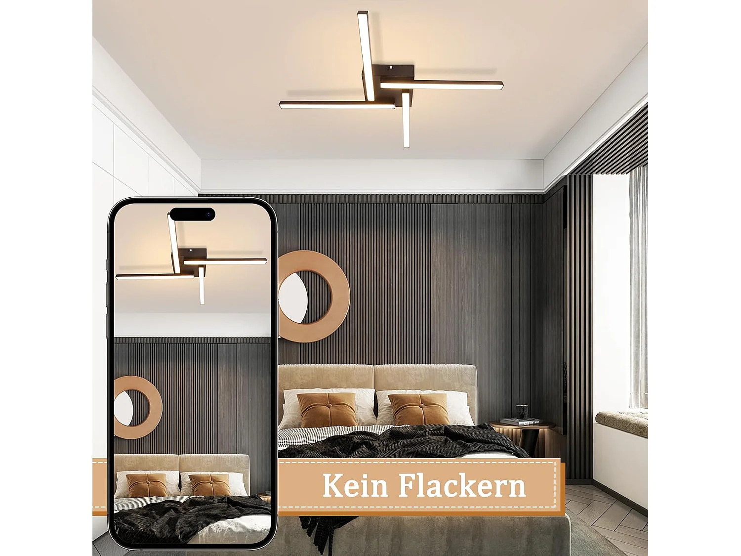 NETTLIFE Plafonnier LED blanc 24W design moderne 3000K blanc chaud