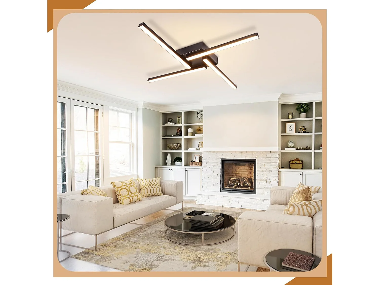 NETTLIFE Plafonnier LED blanc 24W design moderne 3000K blanc chaud