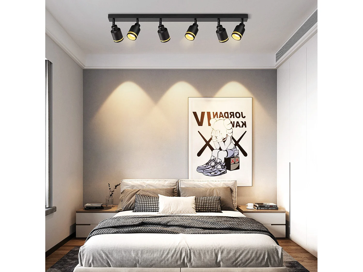 NETTLIFE Opbouwspot GU10 Fitting 6-Lichts rechthoekig Zwart Moderne Plafondlamp L 83cm  355° kantelbaar Plafondspot voor Woonkamer Slaafkamer Gang Zonder Lichtborn