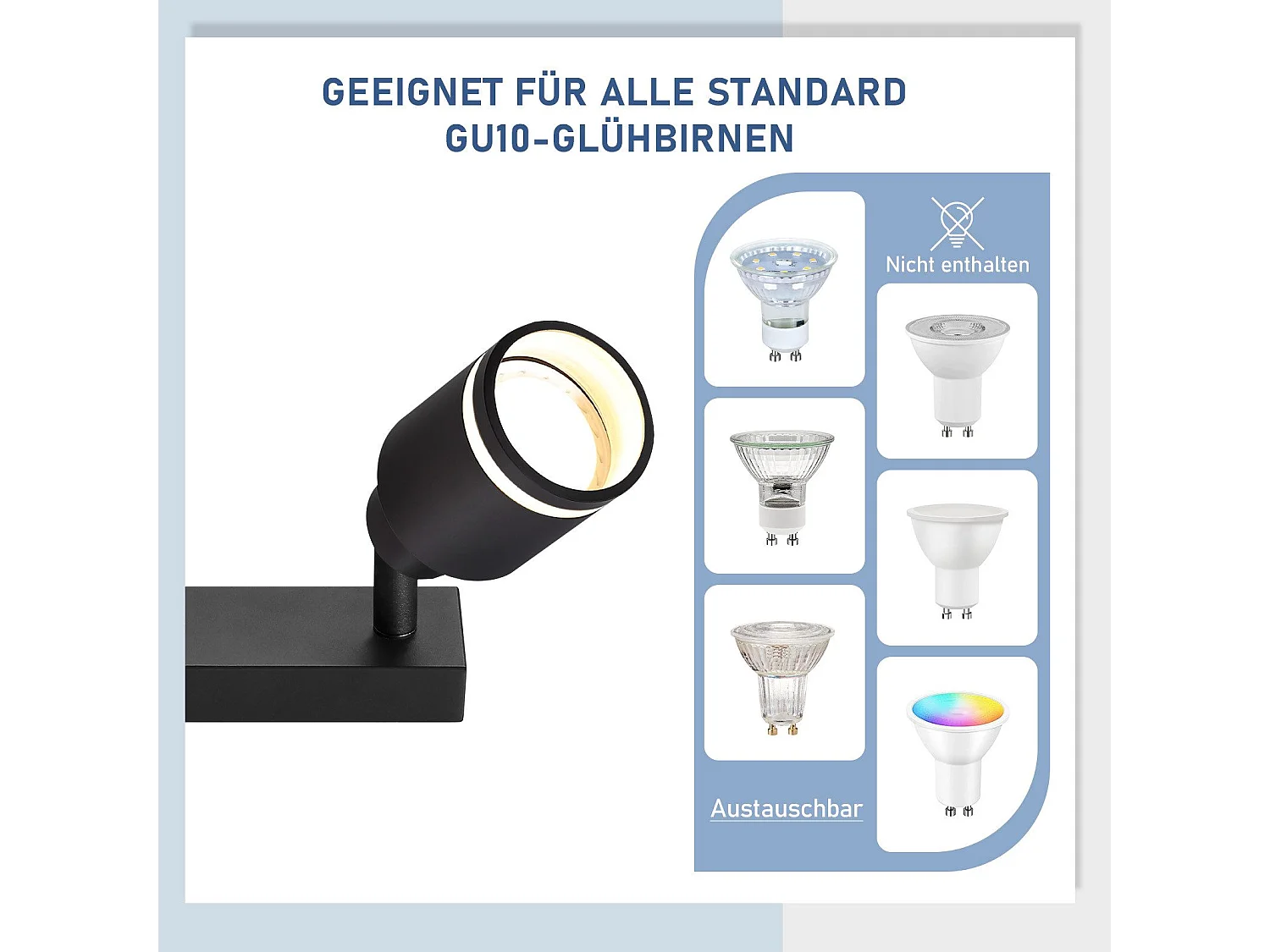 Moderne schwarze Deckenleuchte 6 verstellbare Deckenstrahler aus Metall Gu10
