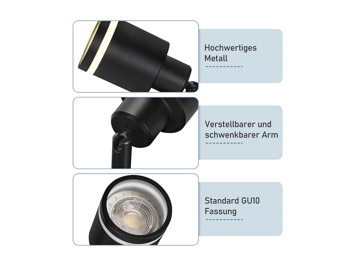 Moderne schwarze Deckenleuchte 6 verstellbare Deckenstrahler aus Metall Gu10