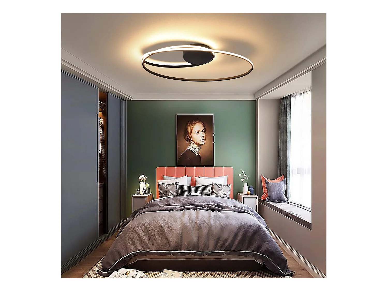 NETTLIFE Plafonnier LED Salon 36W lampe de salon Chambre 3000K blanc chaud