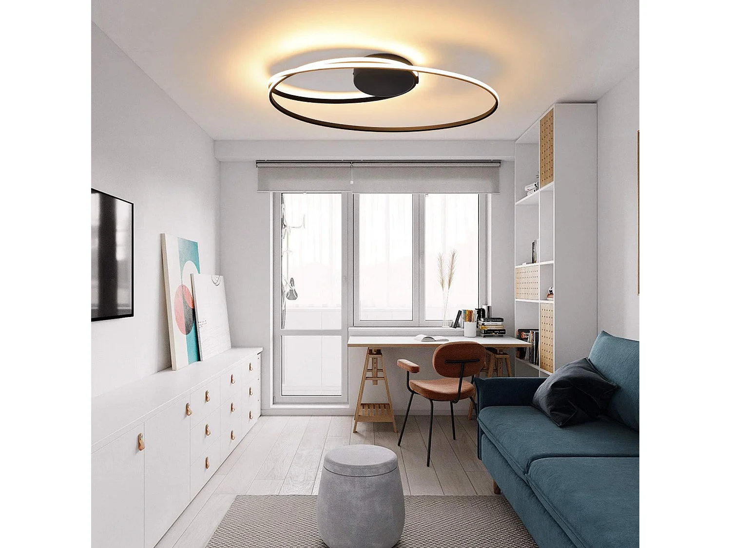 NETTLIFE Plafondlamp LED - Ovaal - zwart - Moderne Plafondverlichting - 3000K Warm Wit Licht - Metaal - 36W Keukenlamp - voor Gang | Woonkamer | Slaafkamer | Hal