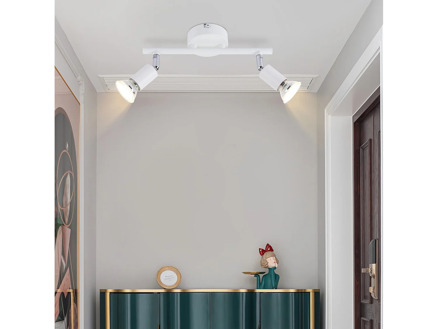 NETTLIFE Opbouwspot 2-lichts GU10 Fitting wit Metaal draaibar Plafondspot L 25cm Vintage Plafondlamp voor Slaapkamer | Hal | Woonkamer | Keuken Zonder Lichtborn