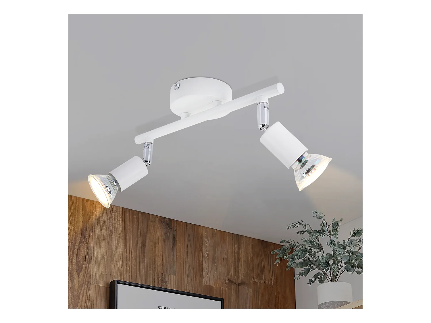 NETTLIFE Opbouwspot 2-lichts GU10 Fitting wit Metaal draaibar Plafondspot L 25cm Vintage Plafondlamp voor Slaapkamer | Hal | Woonkamer | Keuken Zonder Lichtborn