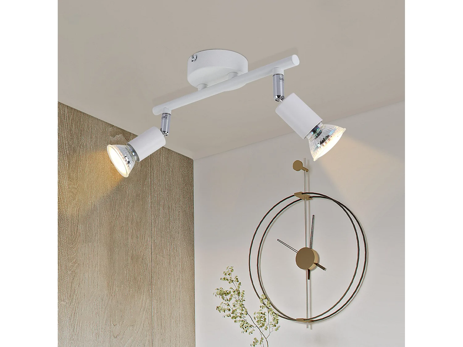 NETTLIFE Plafonnier LED 2 spots GU10 - Spot de Plafond Lampe de Plafond Moderne Intérieur Blanc pour Salon Salle de Bain Cuisine Bureau