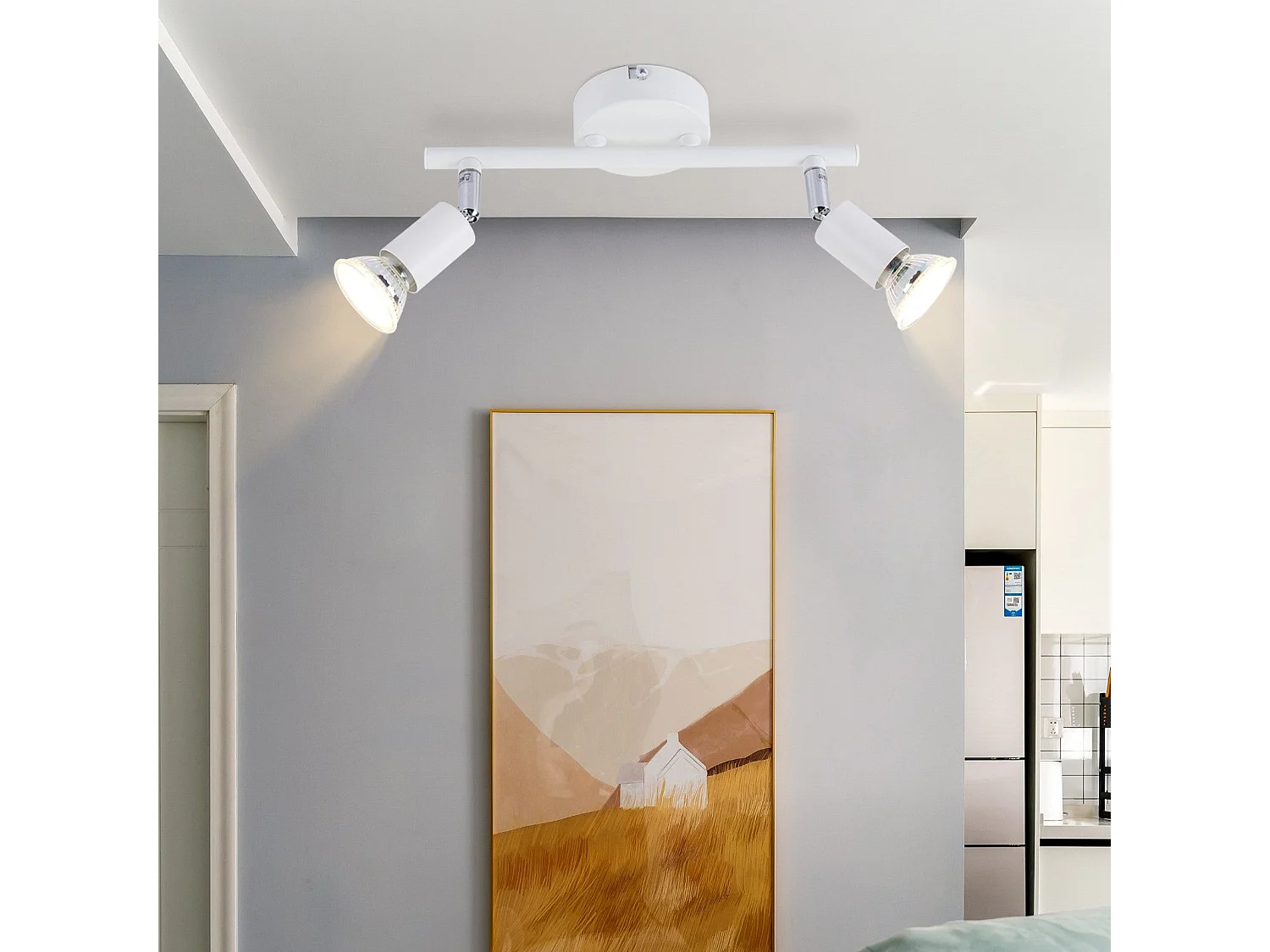 NETTLIFE Plafonnier LED 2 spots GU10 - Spot de Plafond Lampe de Plafond Moderne Intérieur Blanc pour Salon Salle de Bain Cuisine Bureau