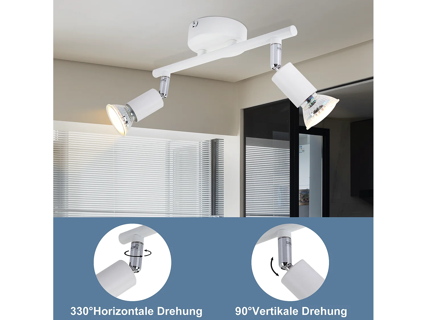 NETTLIFE Lampa Sufitowa LED 2 Punkty GU10 - Punktowa Sufitowa Nowoczesna Biała Lampa Sufitowa Wewnętrzna do Salonu Łazienka Kuchnia Biuro