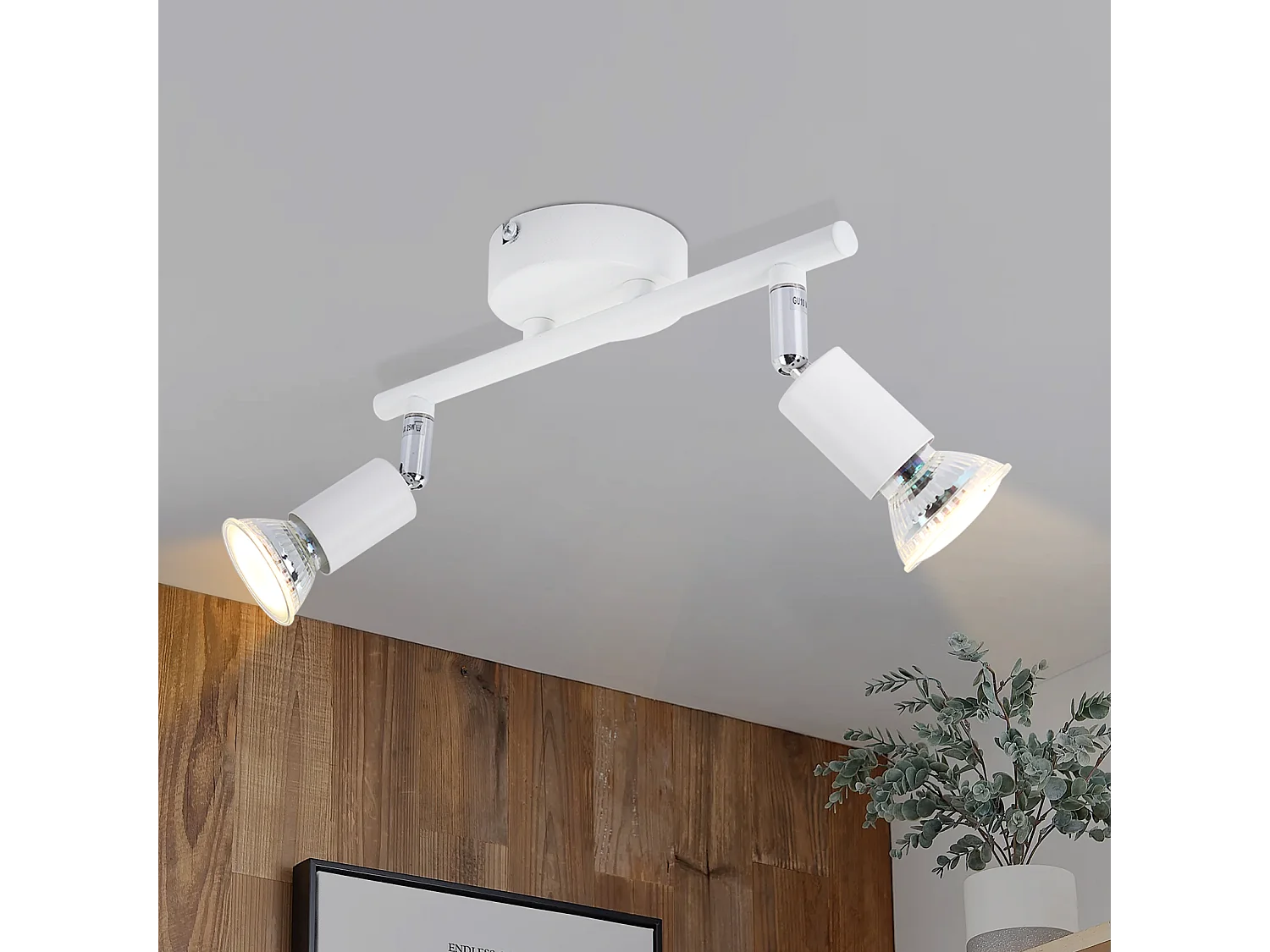NETTLIFE Plafonnier LED 2 spots GU10 - Spot de Plafond Lampe de Plafond Moderne Intérieur Blanc pour Salon Salle de Bain Cuisine Bureau